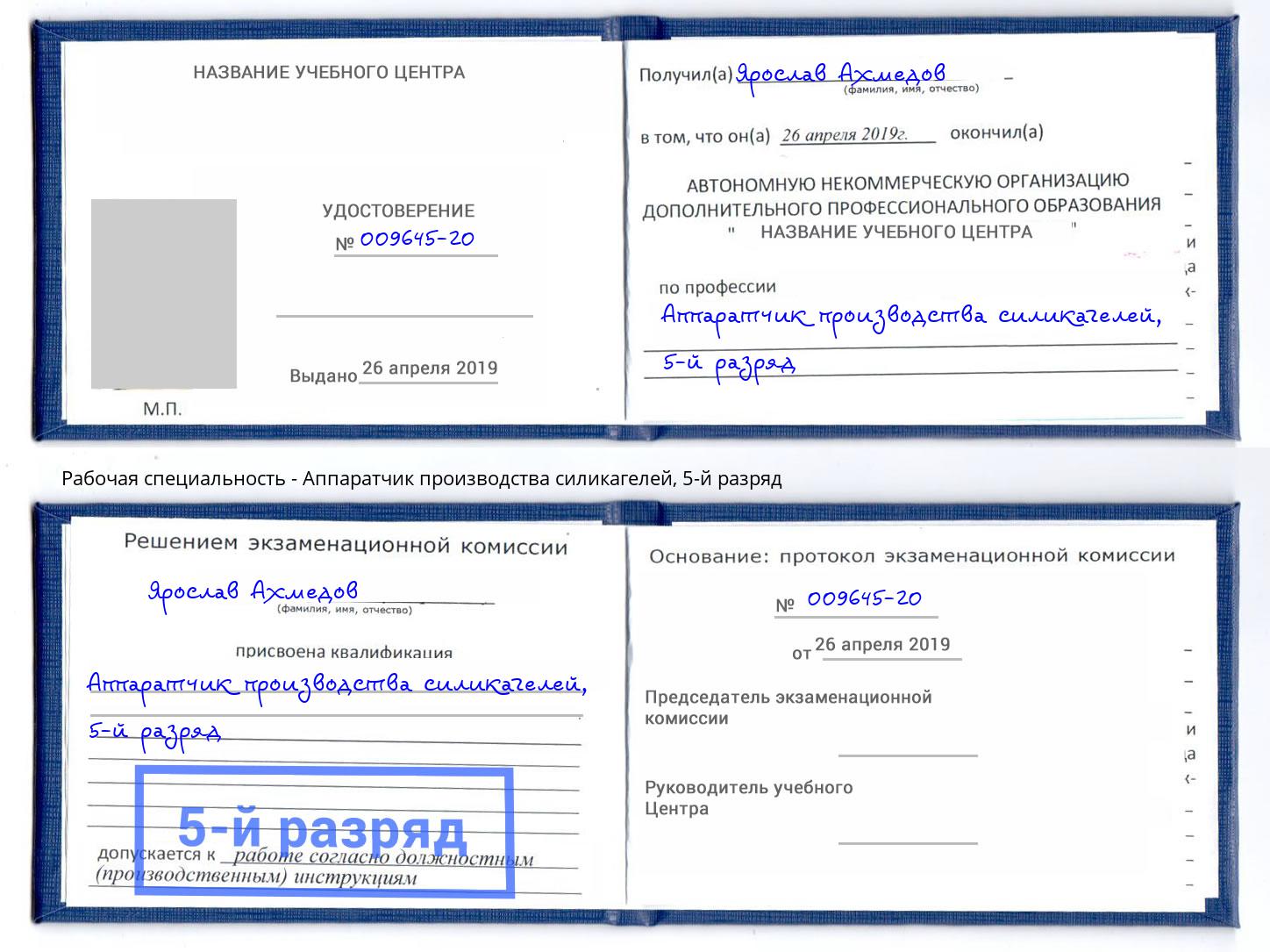 корочка 5-й разряд Аппаратчик производства силикагелей Уфа