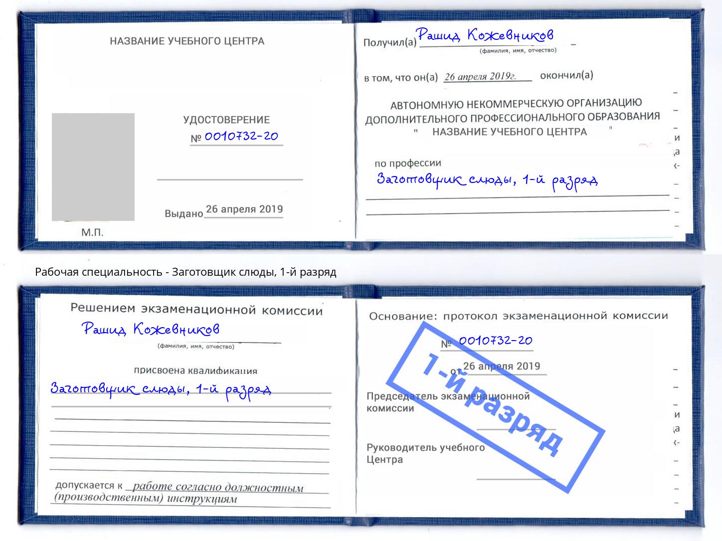 корочка 1-й разряд Заготовщик слюды Уфа