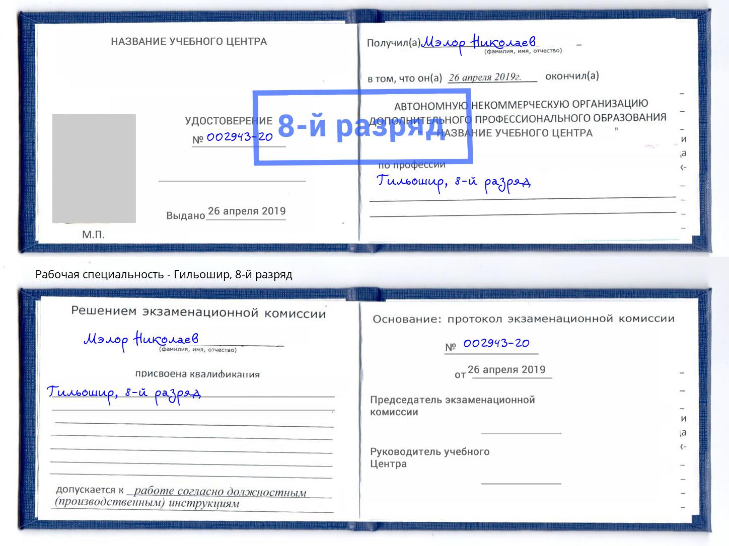 корочка 8-й разряд Гильошир Уфа